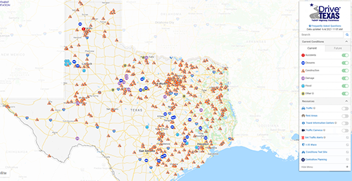 screenshot of DriveTexas.org