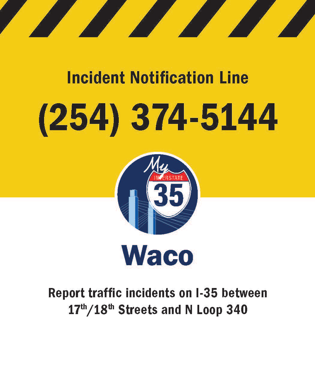 Back side of My35 incident notification card.