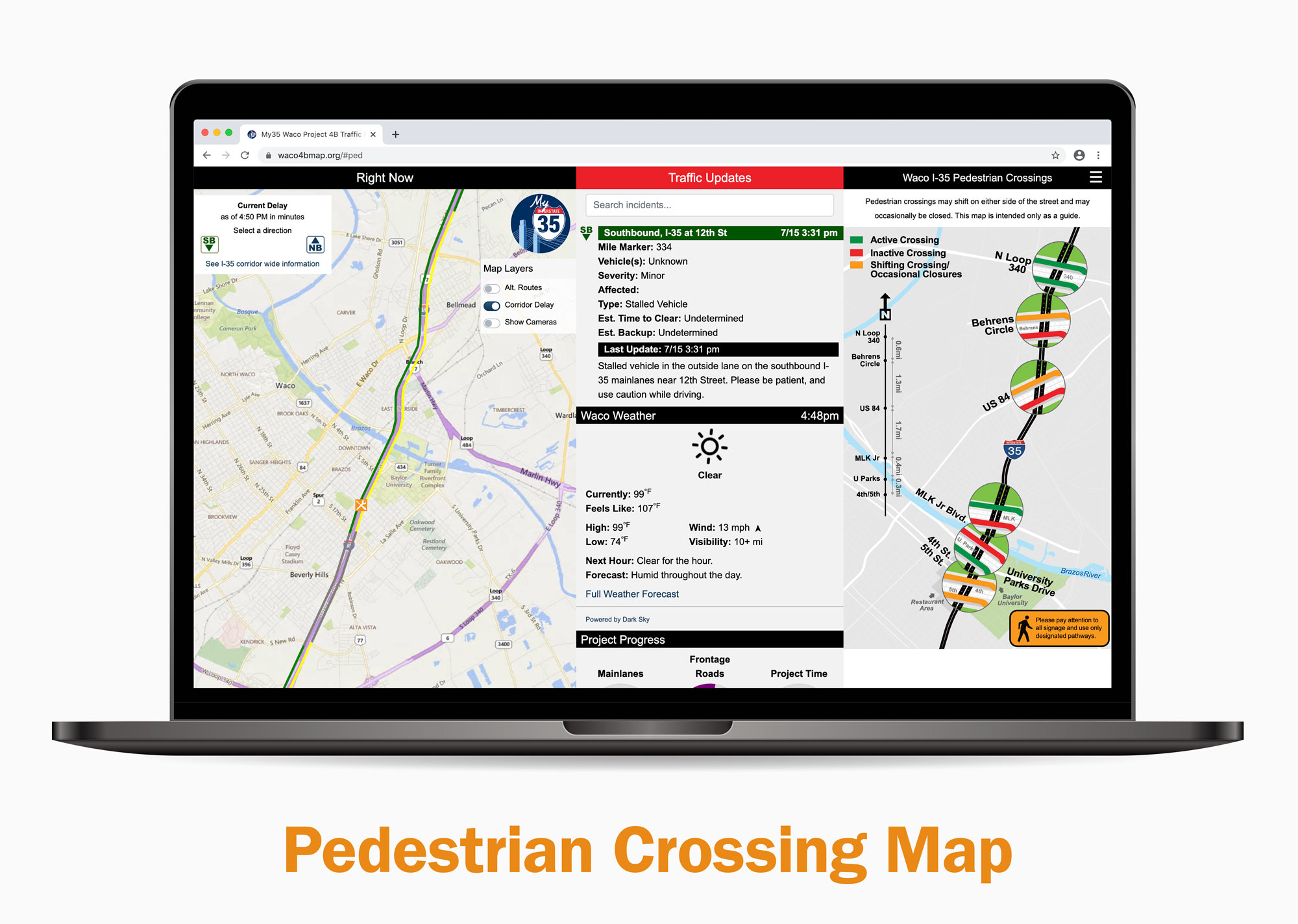 pedestrian crossing map